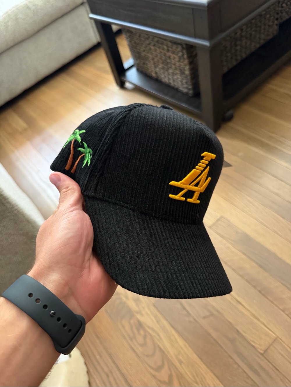 LA Lakers/Dodgers Black & Yellow Corduroy A-frame Hat